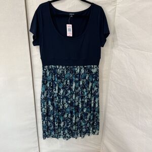 Torrid Navy Blue Knit Top Mesh Floral Skirt Dress  NWT New‎ Size 1